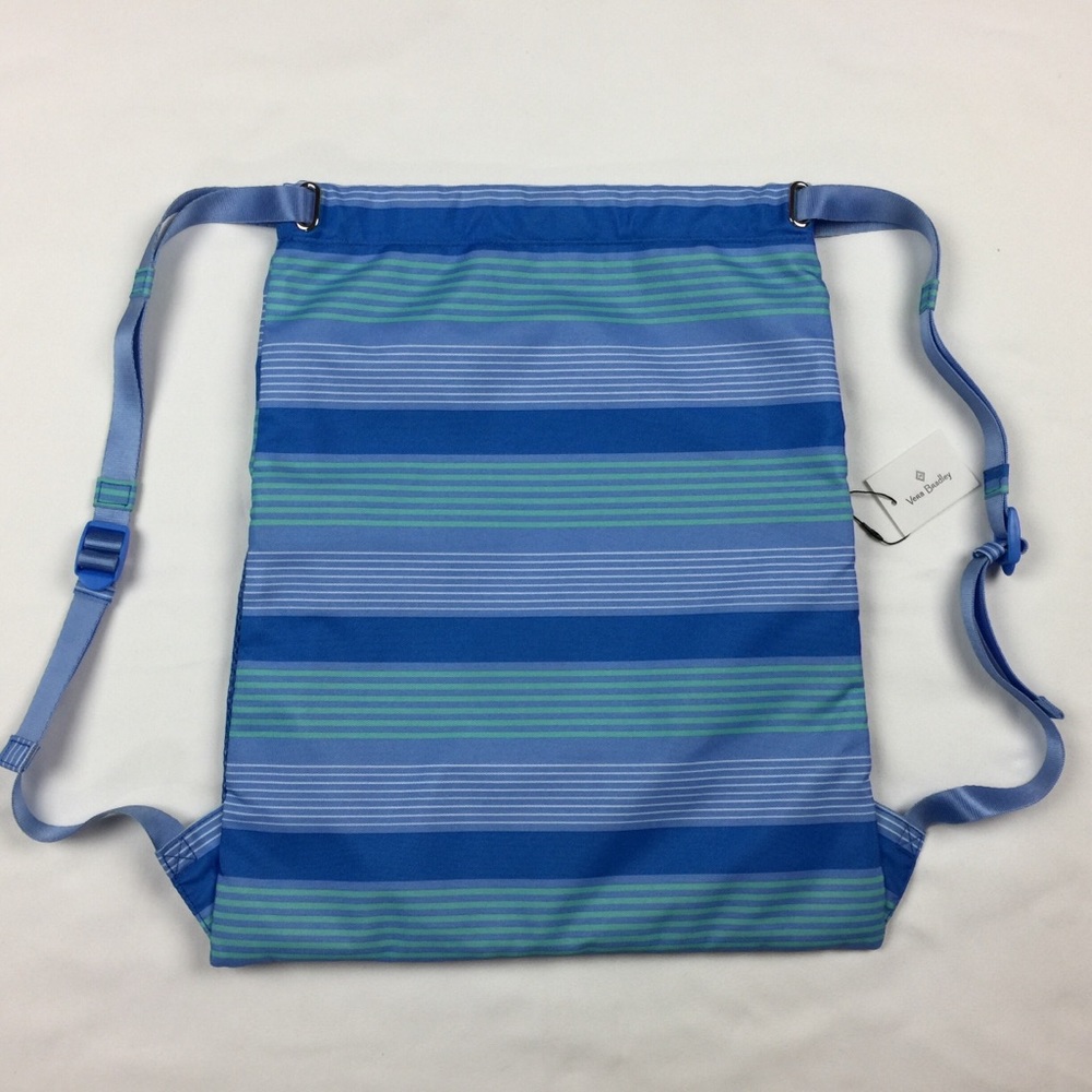 Vera Bradley Lighten Up Backsack Blue Tonal Stripe - Picture 2 of 2